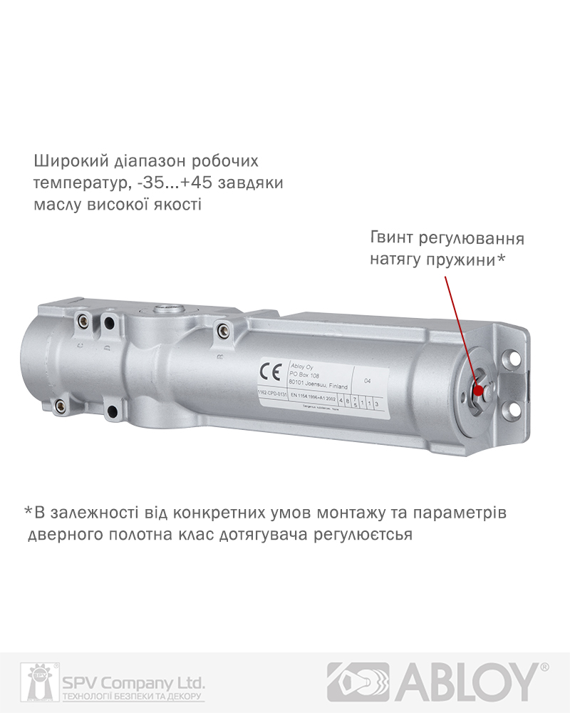 Доводчики накладные ABLOY R&P DC247 BC W/O ARM EN 5-7 до 160кг 1600мм FIRE