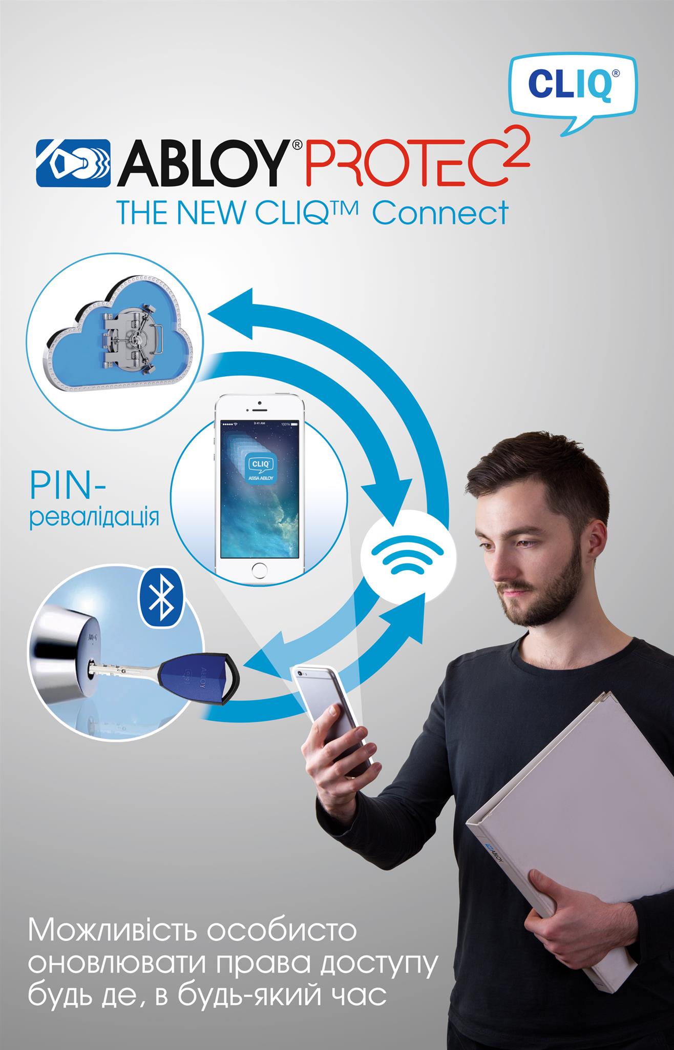 Електромеханічна система контролю доступу ABLOY PROYEC2  CLIQ та програма CLIQ Connect для мобільних пристроїв